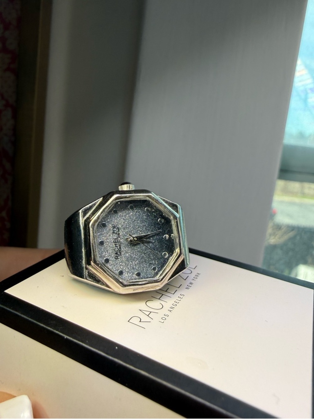 Octagonal Glitter Watch ring